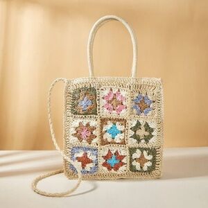 NWOT Judson: Granny square vintage style straw tote